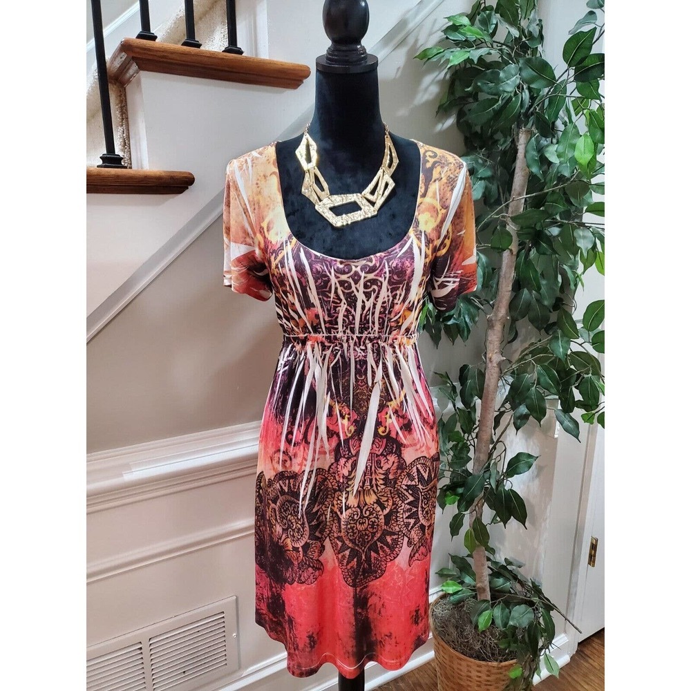 DNLA Sport Women's Polyester Scoop Neck Short Sleeve Knee Length Dress Size L